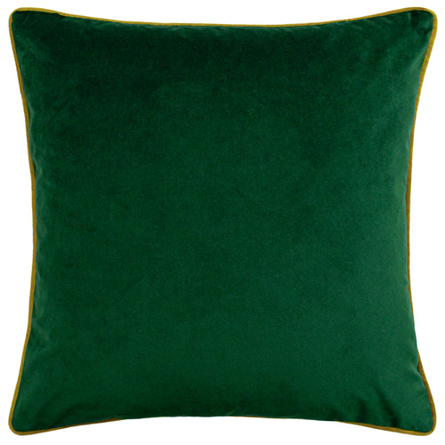 Animal Green Cushions - Forest Fauna Stag Velvet Piped Cushion Cover Emerald/Gold furn.