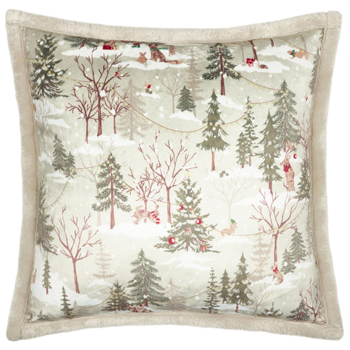 Forest Festivities Velvet Cushion Natural
