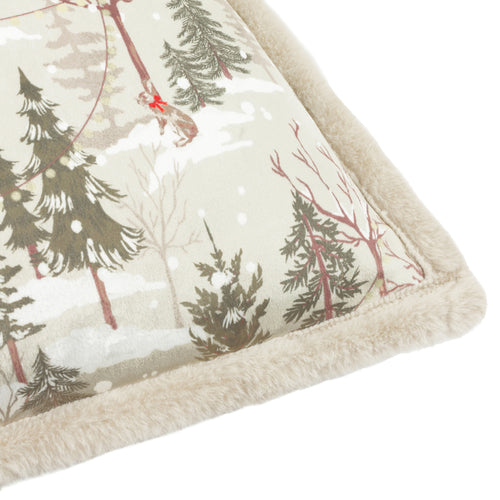 Forest Festivities Velvet Cushion Natural