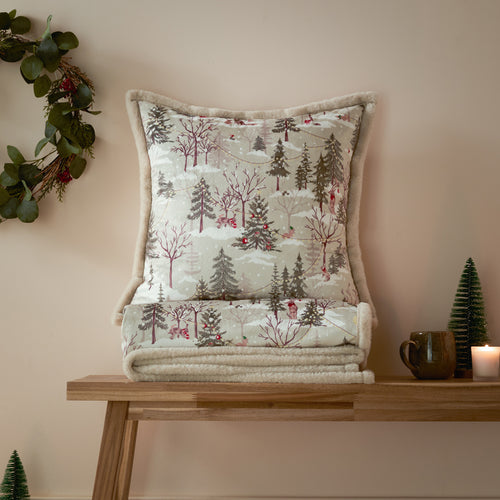 Forest Festivities Velvet Cushion Natural