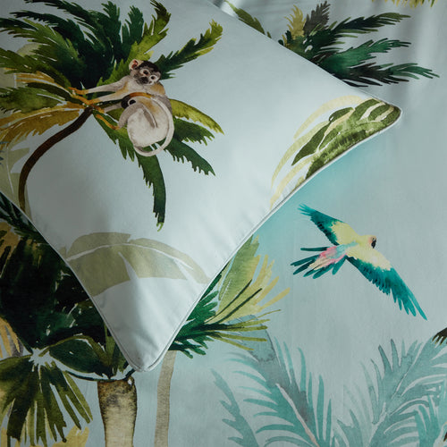 Animal Blue Bedding - Forsteriana Palms 100% Cotton Duvet Cover Set Sky Blue Paoletti
