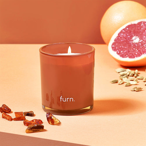  Red Home Fragrance - Wildlings Amber, Cinnamon + Mandarin Scented Glass Candle Warm Sienna furn.