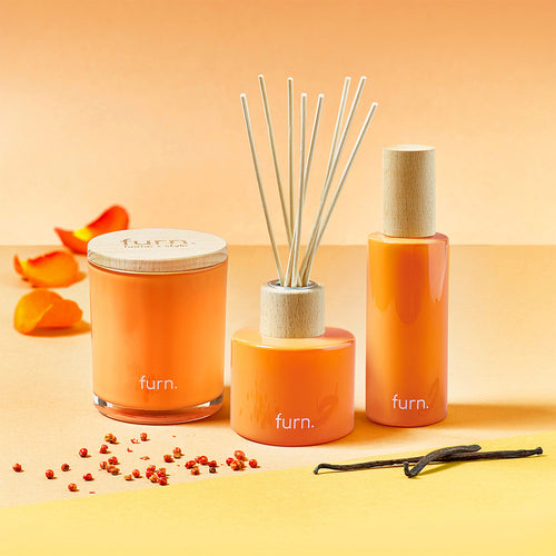  Orange Home Fragrance - Kindred Bergamot, Berry, Vanilla + Patchouli Scented Reed Diffuser Apricot furn.