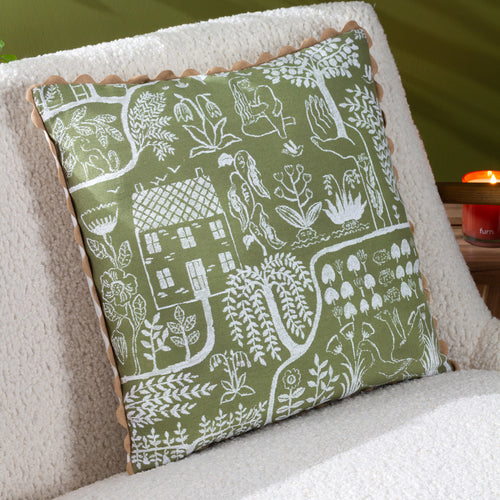 Abstract Green Cushions - Frida  Cushion Cover Moss furn.