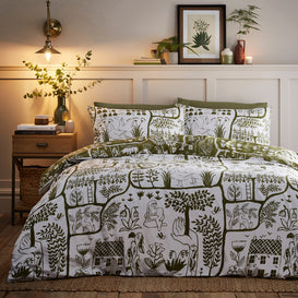 furn. Frida Abstract Printed Reversible Duvet Cover Set in Moss