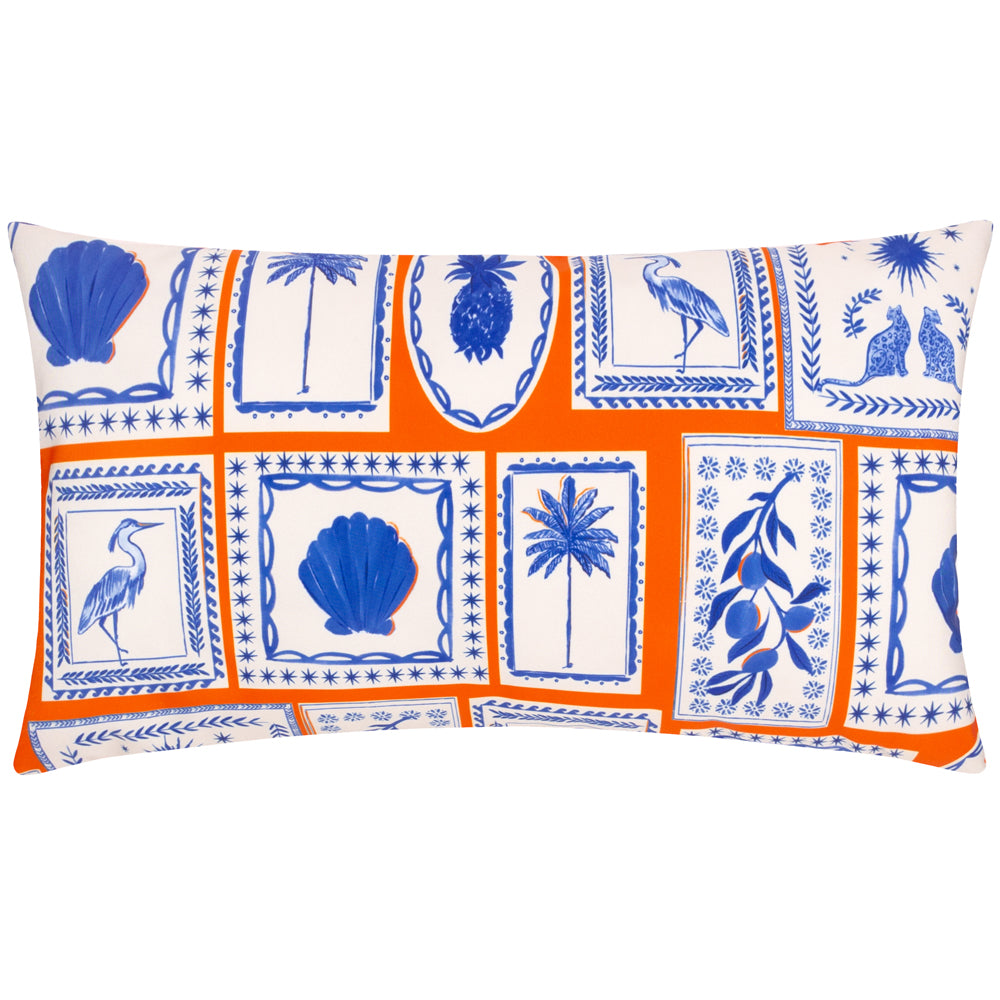 Frieze Outdoor Cushion Coral/Blue