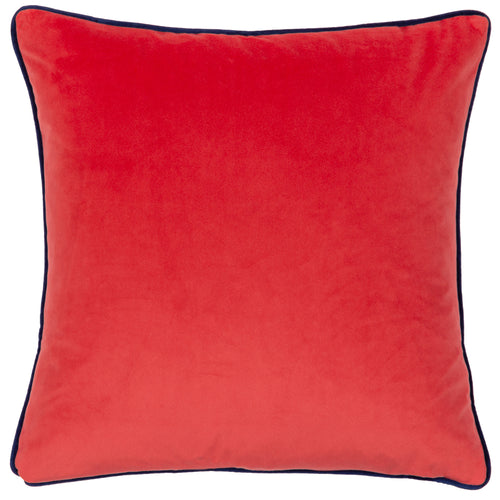 Abstract Blue Cushions - Frieze Piped Velvet  Cushion Cover Blue/Coral furn.