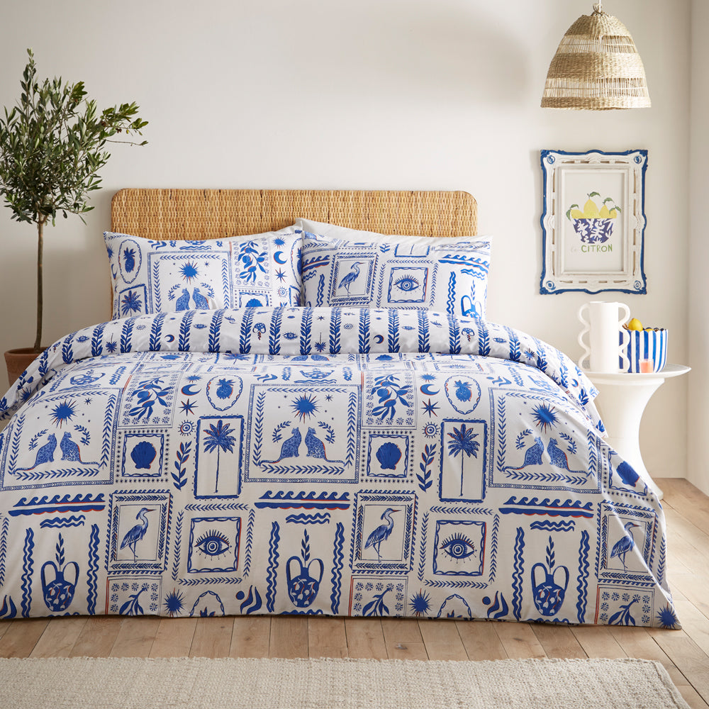 Frieze Abstract Duvet Cover Set Blue