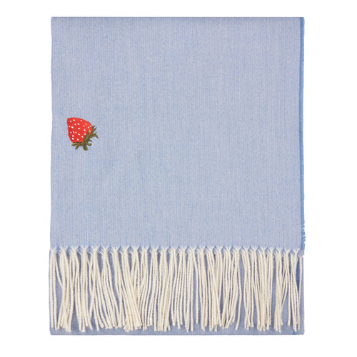  Blue Throws - Fruits Lightweight Embroidered Throw Berry Sweet Blue Furn