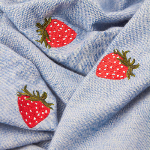 Fruits Lightweight Embroidered Throw Berry Sweet Blue