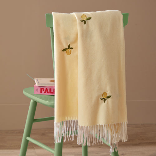  Yellow Throws - Fruits Lightweight Embroidered Throw Zesty Lemon Furn