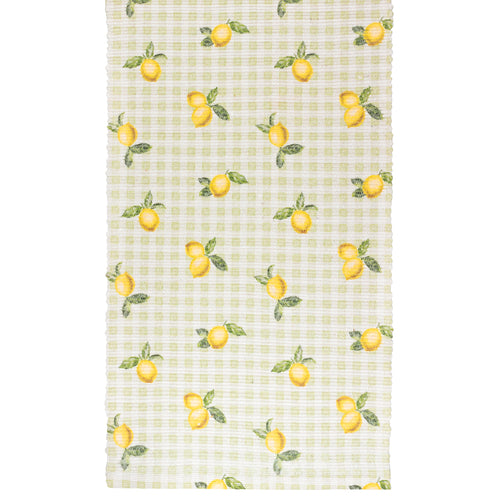 Check Green Kitchen - Fruits Lemons Indoor/Outdoor Table Runner Sage Furn