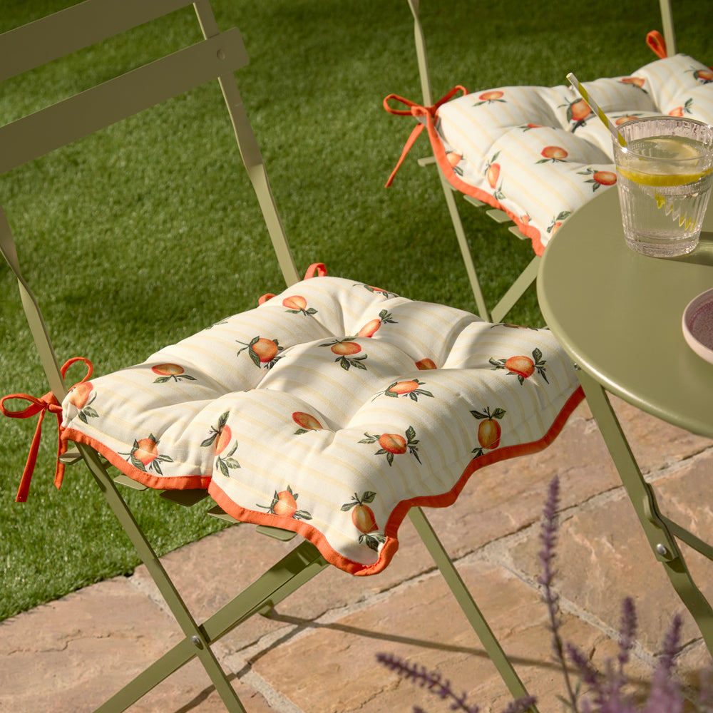 Fruits Oranges Striped Indoor/Outdoor Seat Pads Yellow