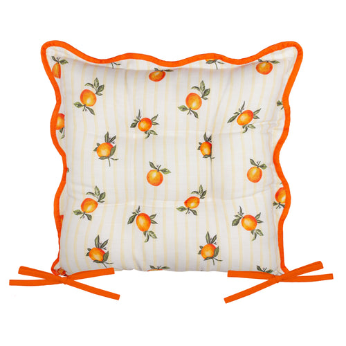 Fruits Oranges Striped Indoor/Outdoor Seat Pads Yellow