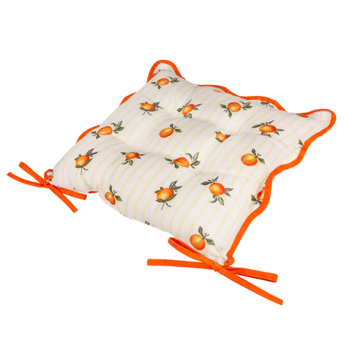 Fruits Oranges Striped Indoor/Outdoor Seat Pads Yellow
