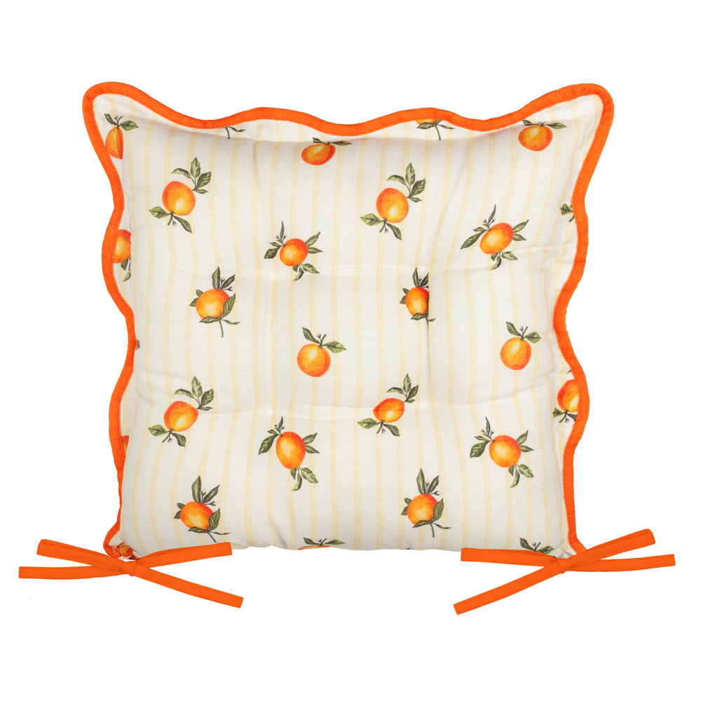 Fruits Oranges Striped Indoor/Outdoor Seat Pads Yellow