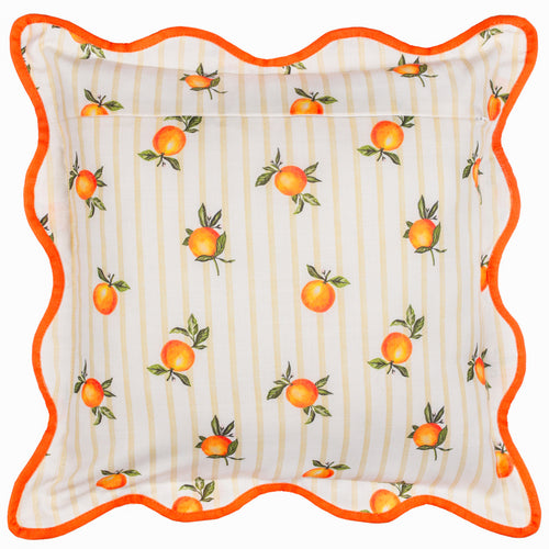 Fruits Oranges Striped Outdoor Cushion Yellow