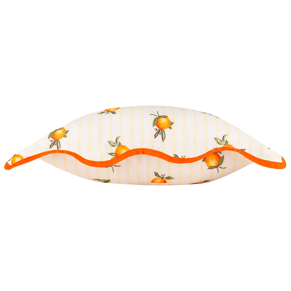 Fruits Oranges Striped Outdoor Cushion Yellow