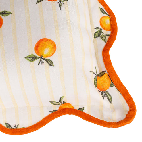 Fruits Oranges Striped Outdoor Cushion Yellow