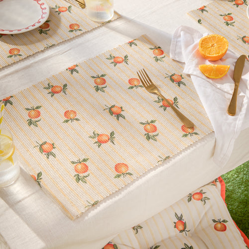 Striped Yellow Kitchen - Fruits Oranges Set of 4 Indoor/Outdoor Placemats Yellow Furn
