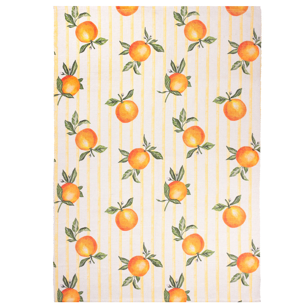 Fruits Oranges Striped Indoor/Outdoor Rug Yellow