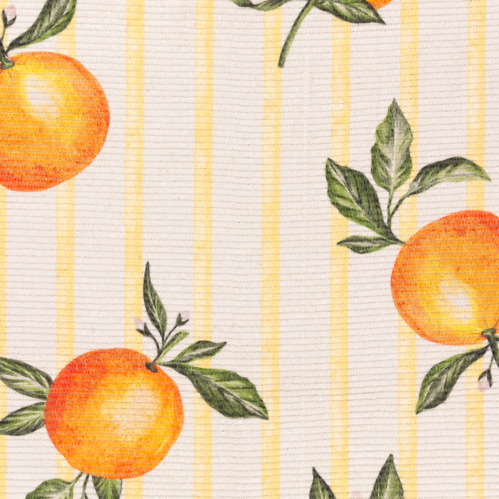 Fruits Oranges Striped Indoor/Outdoor Rug Yellow