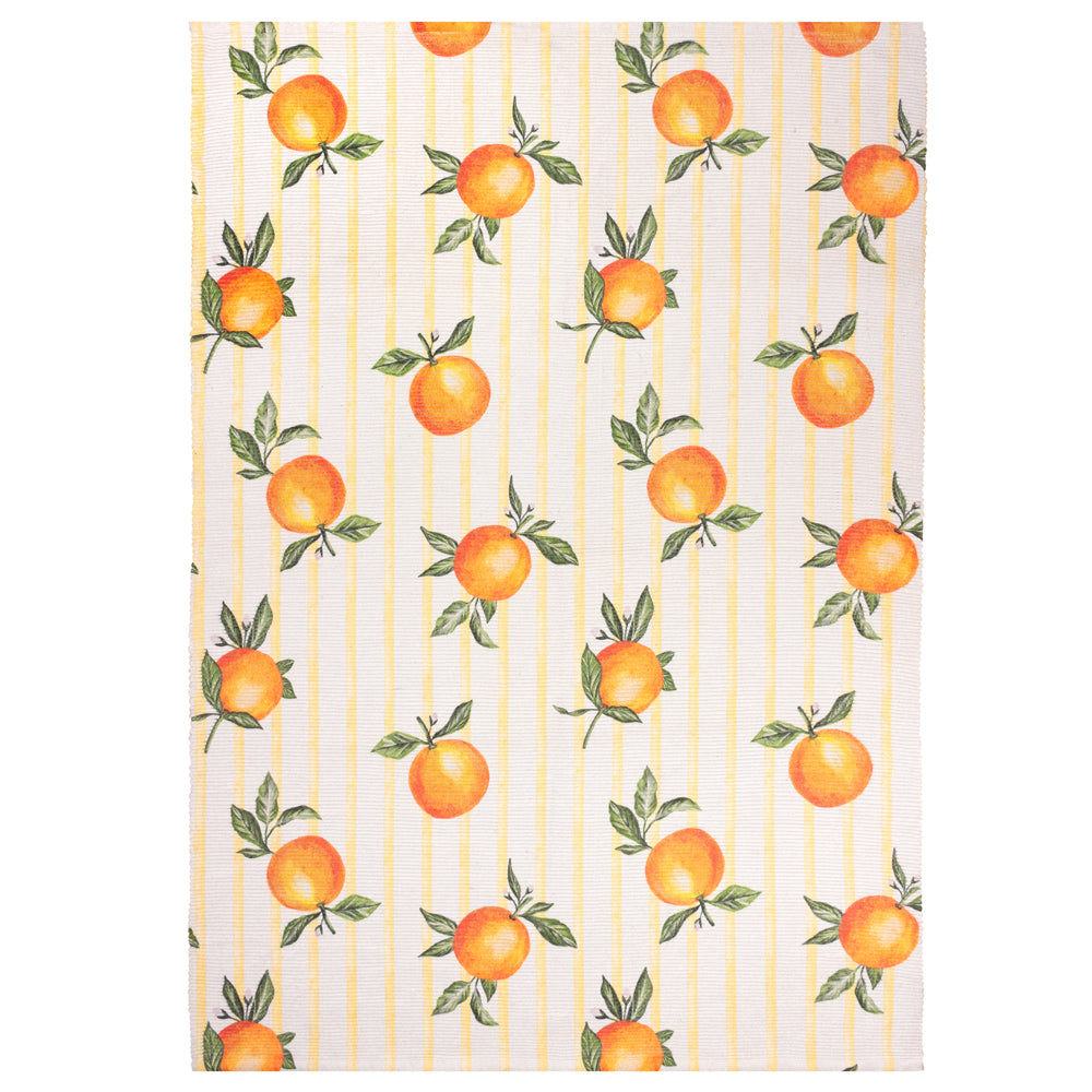 Fruits Oranges Striped Indoor/Outdoor Rug Yellow
