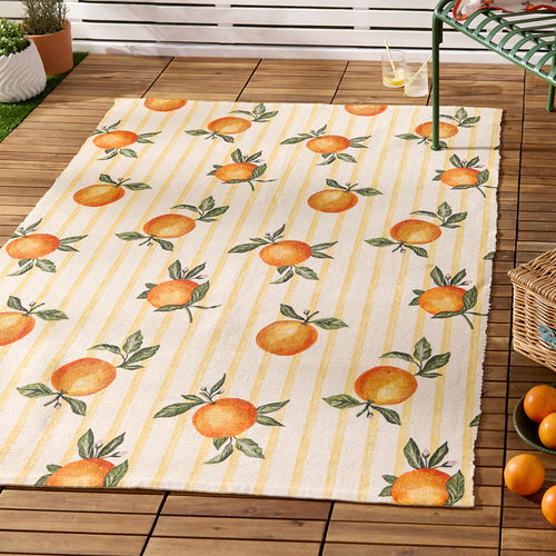 Striped Yellow Rugs - Fruits Oranges Gingham Check Indoor/Outdoor Rug Yellow Furn