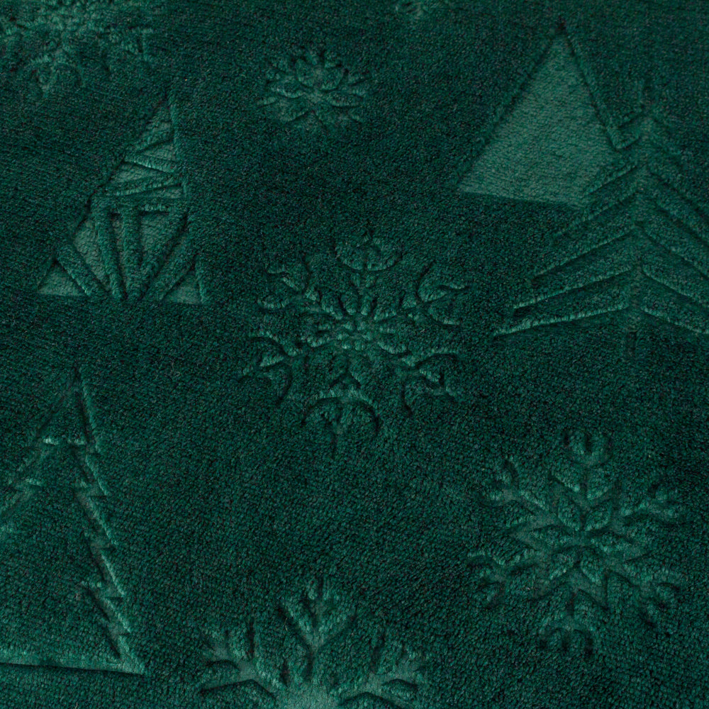 Festive Time Sherpa Fleece Embossed Throw Emerald