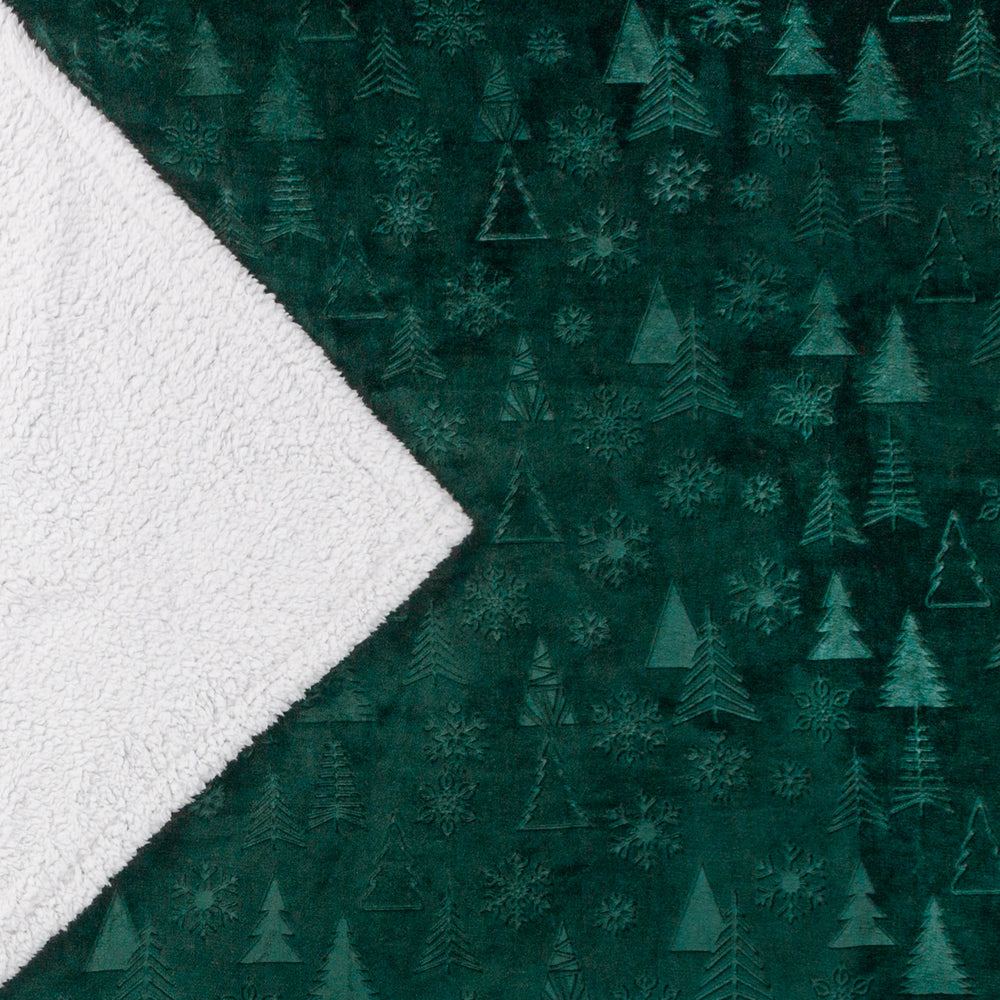 Festive Time Sherpa Fleece Embossed Throw Emerald