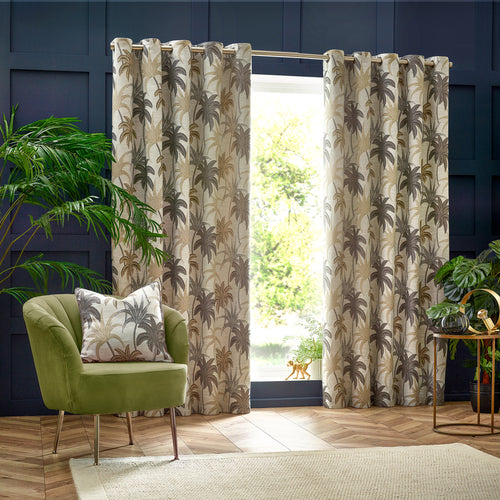 Jungle Beige Curtains - Galapagos  Eyelet Curtains Natural Wylder