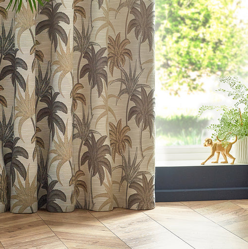 Jungle Beige Curtains - Galapagos  Eyelet Curtains Natural Wylder