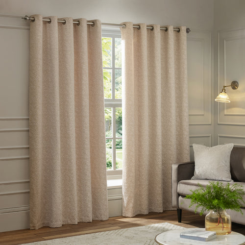 Galaxy Fully Lined Chenille Eyelet Curtains Blush