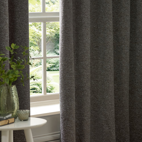 Galaxy Fully Lined Chenille Eyelet Curtains Charcoal