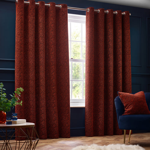 Plain Red Curtains - Galaxy Room Darkening Eyelet Curtains Copper Paoletti