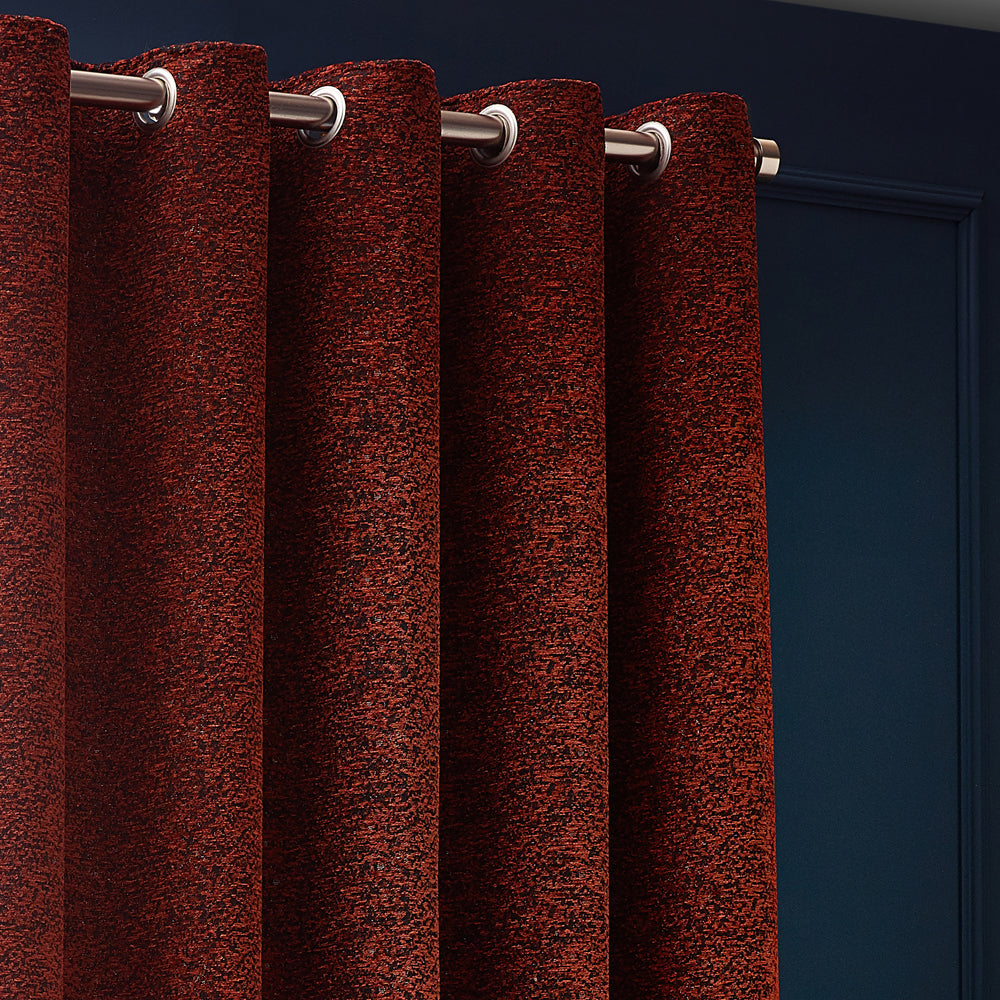 Galaxy Fully Lined Chenille Eyelet Curtains Copper
