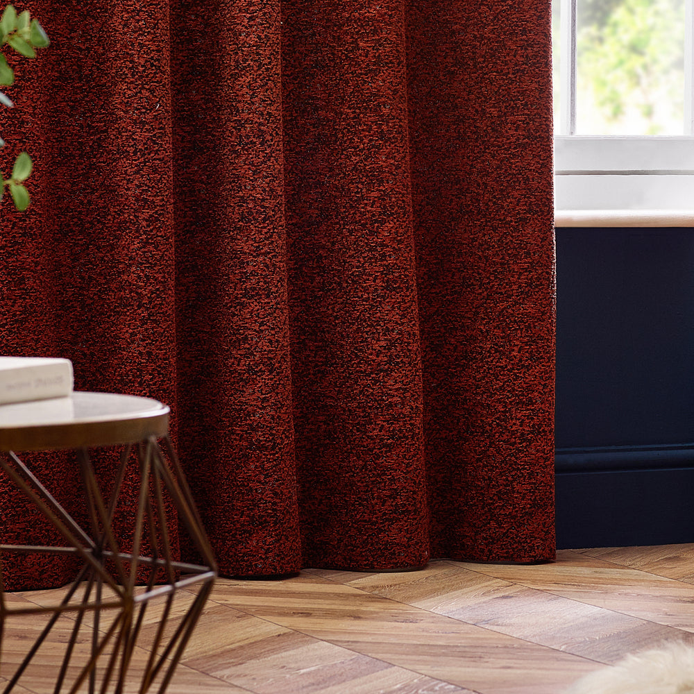 Galaxy Fully Lined Chenille Eyelet Curtains Copper