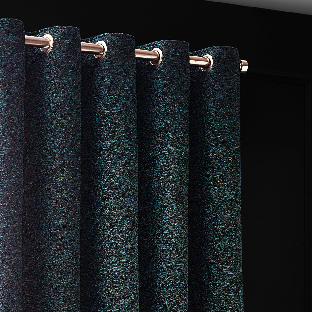 Galaxy Fully Lined Chenille Eyelet Curtains Emerald