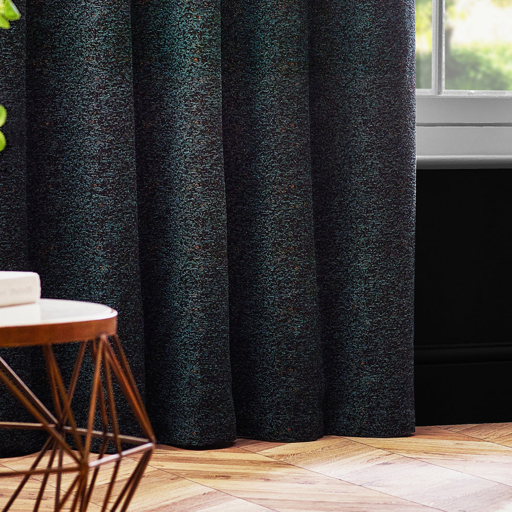 Galaxy Fully Lined Chenille Eyelet Curtains Emerald