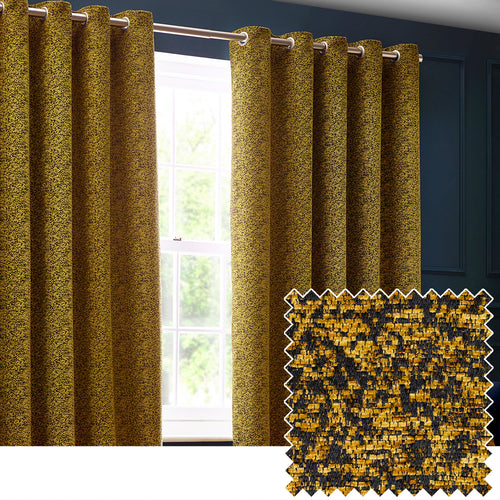 Plain Gold Curtains - Galaxy Room Darkening Eyelet Curtains Gold Paoletti