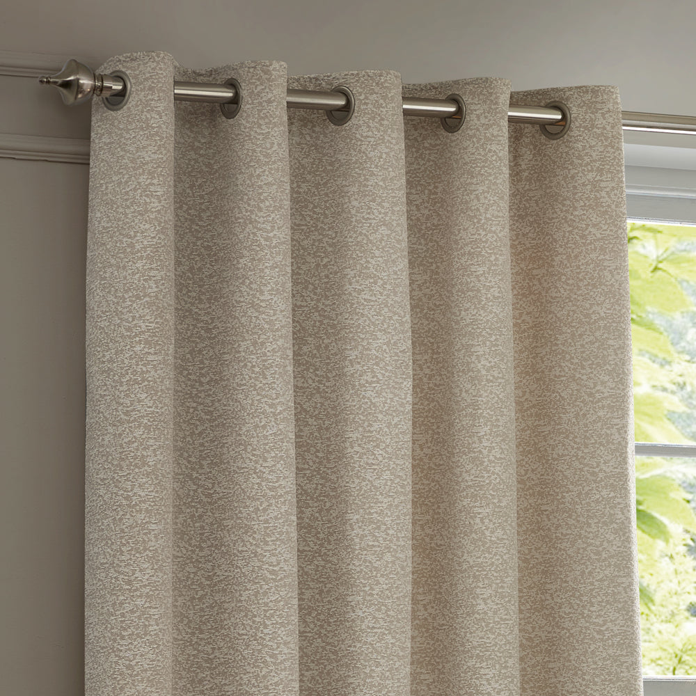 Galaxy Fully Lined Chenille Eyelet Curtains Ivory