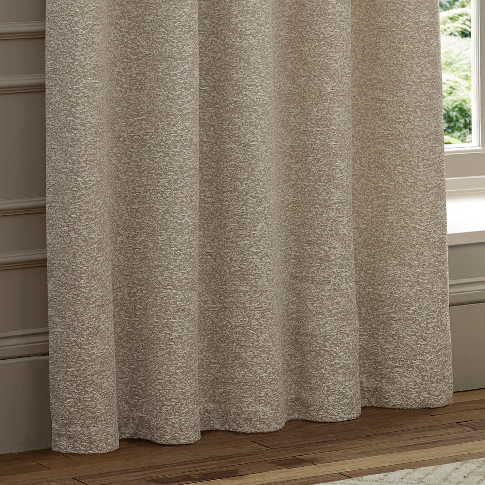 Galaxy Fully Lined Chenille Eyelet Curtains Ivory