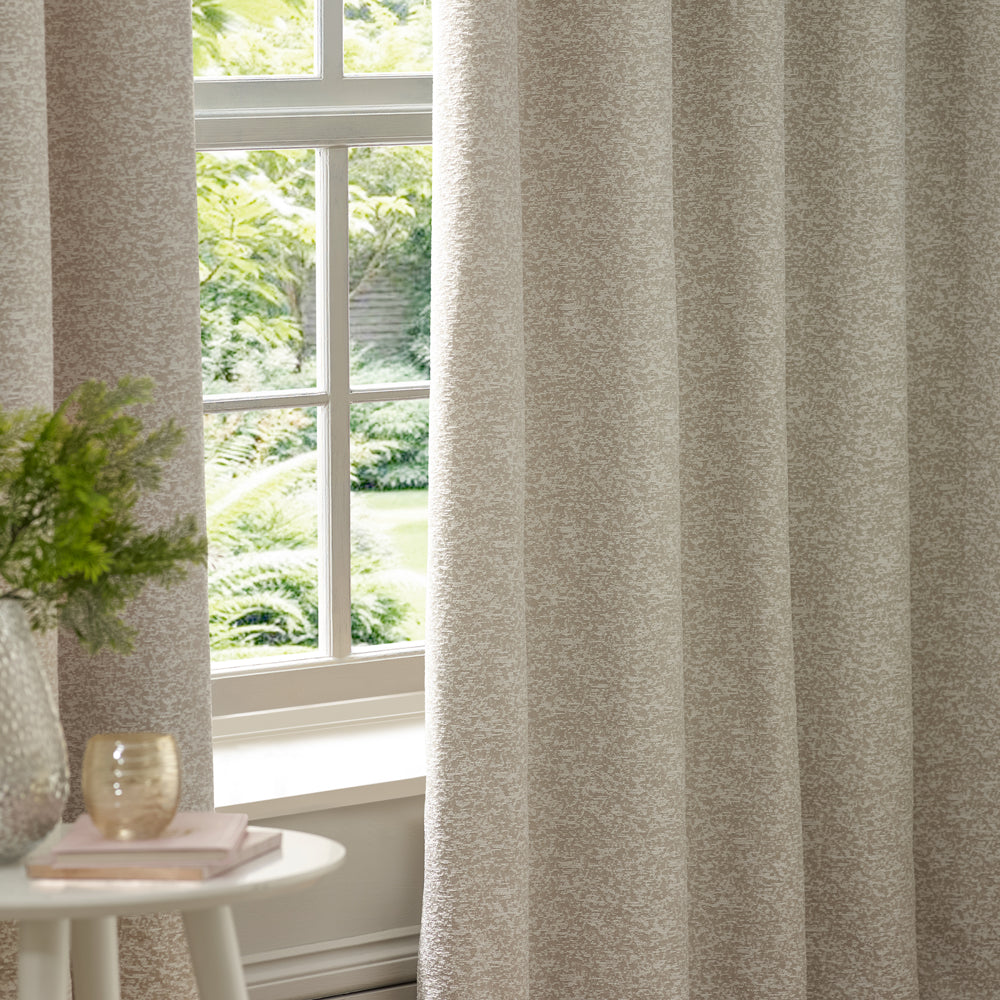 Galaxy Fully Lined Chenille Eyelet Curtains Ivory