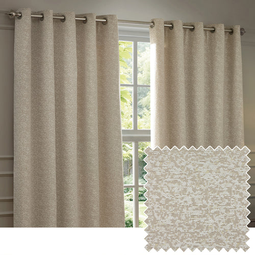 Plain Cream Curtains - Galaxy Fully Lined Chenille Eyelet Curtains Ivory Paoletti