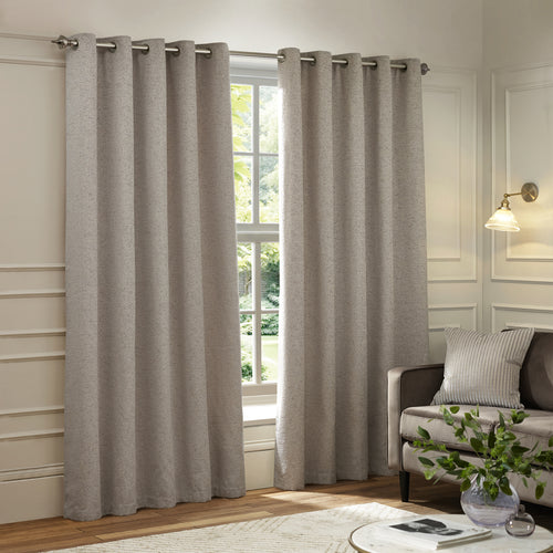 Galaxy Fully Lined Chenille Eyelet Curtains Silver