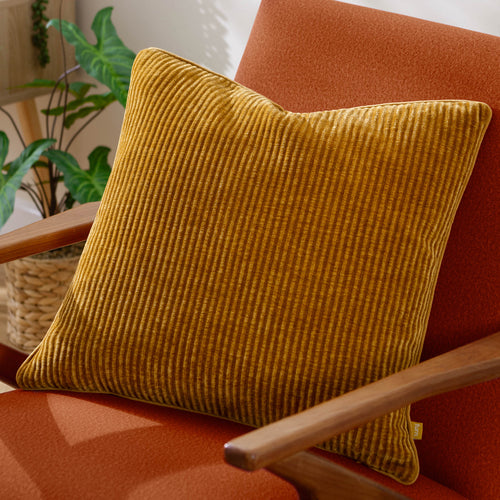 Striped Yellow Cushions - Garda Corduroy Piped Cushion Cover Mustard furn.