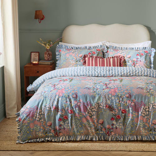 Gardenia Reversible Ruffle Duvet Cover Set Seaspray