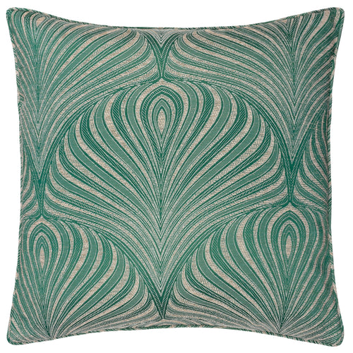 Geometric Green Cushions - Gatsby Jacquard Piped Cushion Cover Emerald Paoletti