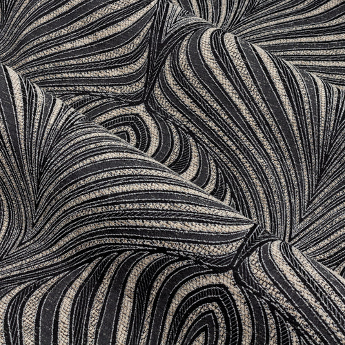 Geometric Black Curtains - Gatsby Jacquard Eyelet Curtains Black Paoletti