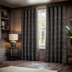 Paoletti Gatsby Jacquard Eyelet Curtains in Black